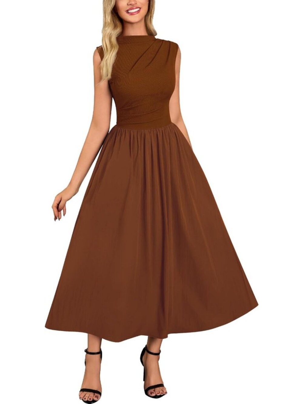 Retro Half Collar Sleeveless Swing Dress with Pocket | Casual Summer Fashion
